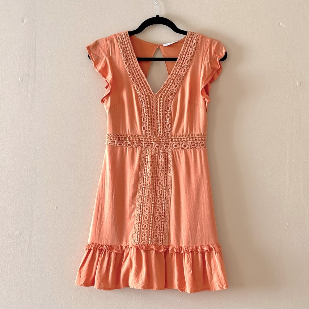 Sincerely Jules peach dress with embroidery details